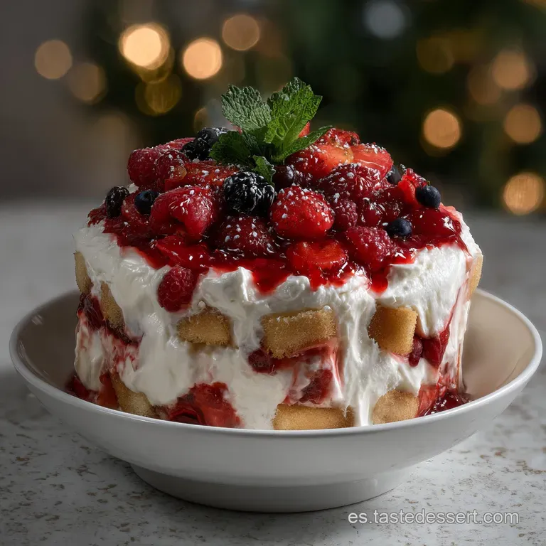 Postre Navide&ntilde;o de Mascarpone y Frutos Rojos