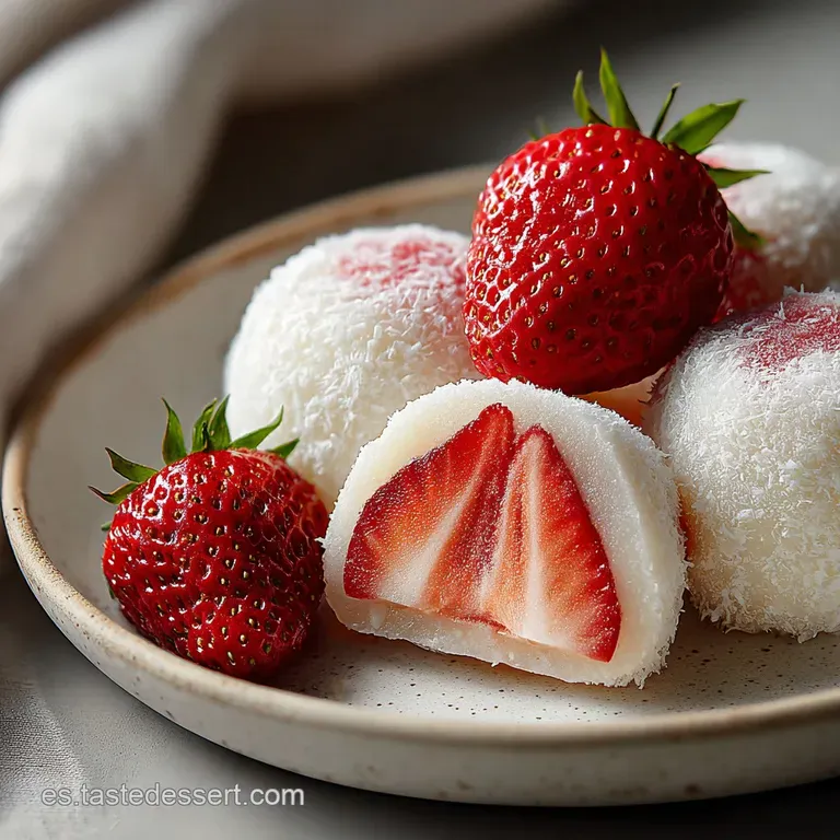 Individual mochi pieces on a small dish, highlighting the smooth, slightly translucent skin and inviting, chewy texture.