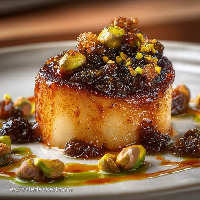 Puerro Caramelizado Con Alio De Aceitunas Y Pistac: Lujo Vegetariano presentation