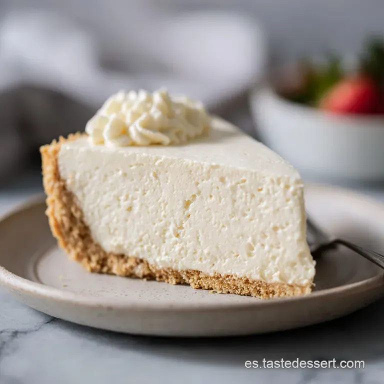 Slice of chilled cheesecake on a white plate, drizzled with caramel. A sprig of fresh mint adds a pop of green.