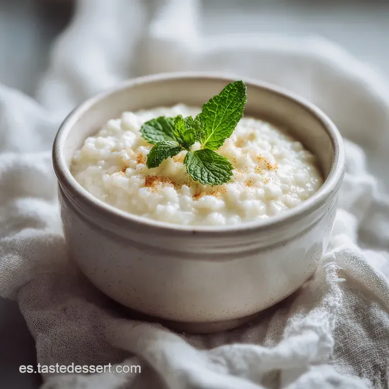 A delicate bowl of warm, creamy rice pudding artfully garnished with a dusting of cinnamon and a bright berry.