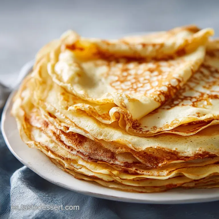 Elegant crepe presentation featuring folded crepes topped with fresh berries and a dusting of powdered sugar on a white pl...
