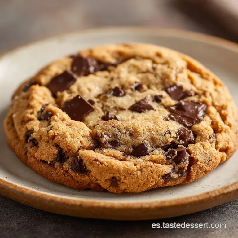 Stack of freshly baked chocolate chip cookies on a white plate, crumbs scattered around, suggesting a warm, inviting treat.