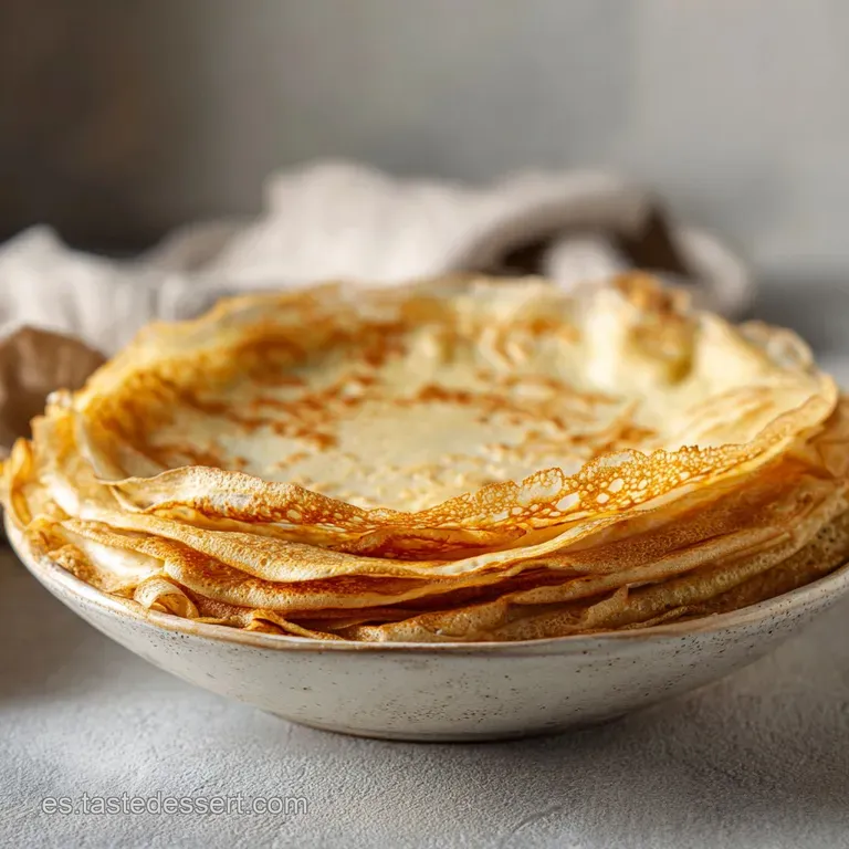 A delicate crepe folded in half, showcasing its smooth, slightly glossy surface and tender texture.