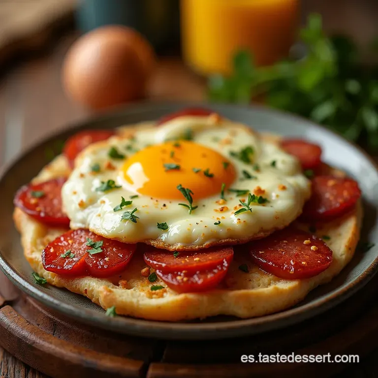 Revuelto Del Sol Asturiano Huevos Rellenos De Queso De Cabra Y Espinacas Con Chorizo Crujiente presentation