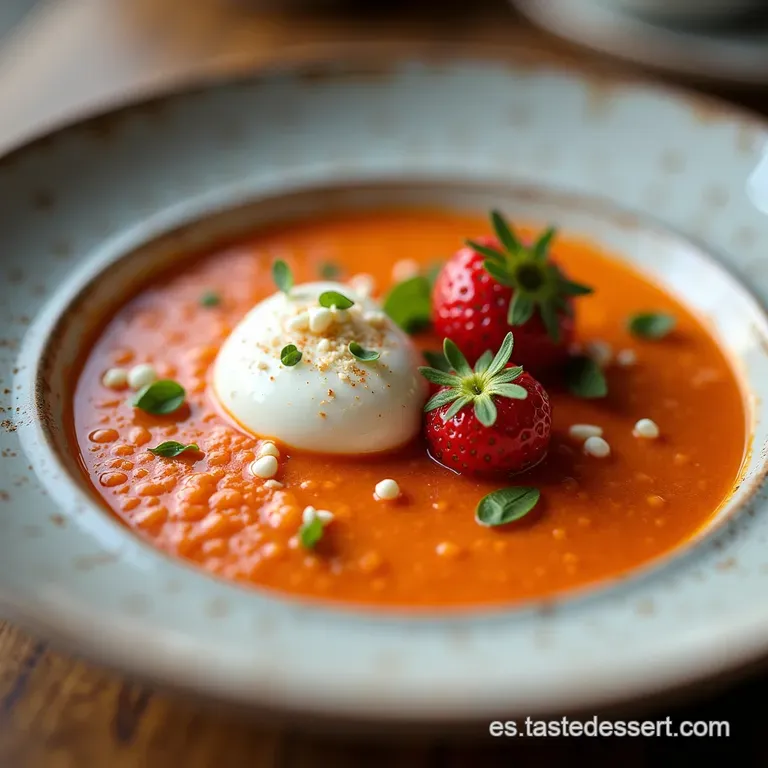 Salmorejo de Fresas La Elegancia Fresca del Sur con un Toque Cremoso de Burrata