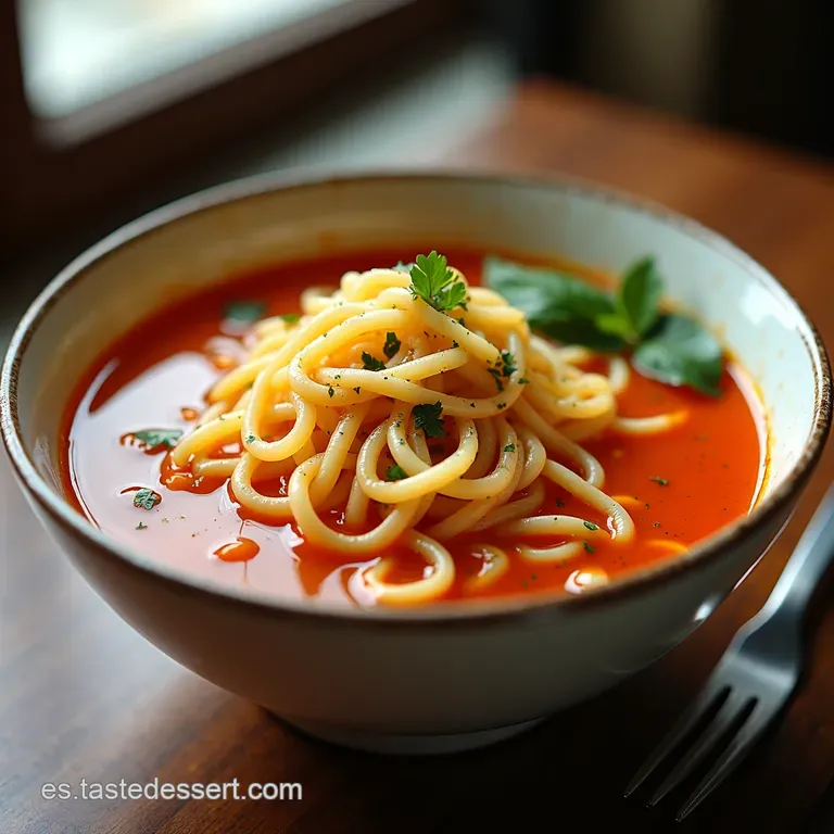 Sopa de Fideos Tom Yum con Camarones y Fideos de Arroz