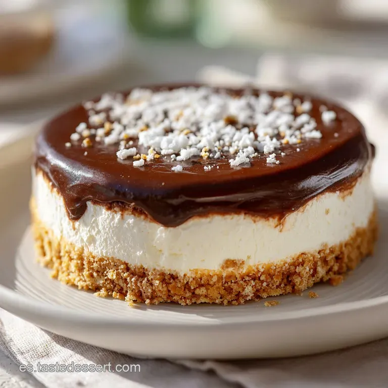 Slice of creamy, layered cake adorned with a chocolate cookie. Light cocoa powder dusting on a white plate. Decadent and i...