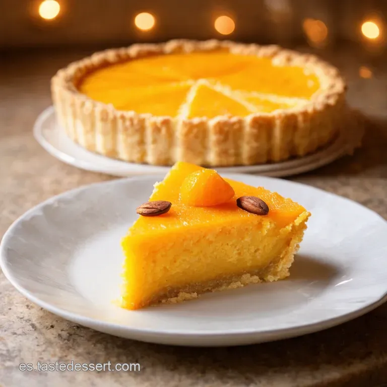 Tarta De Naranja Sanguina Con Crujiente De Almendras presentation