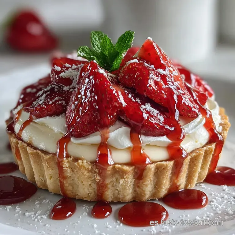 Elegant slice of creamy cheesecake on a white plate, garnished with fresh berries and a dusting of powdered sugar. Smooth,...