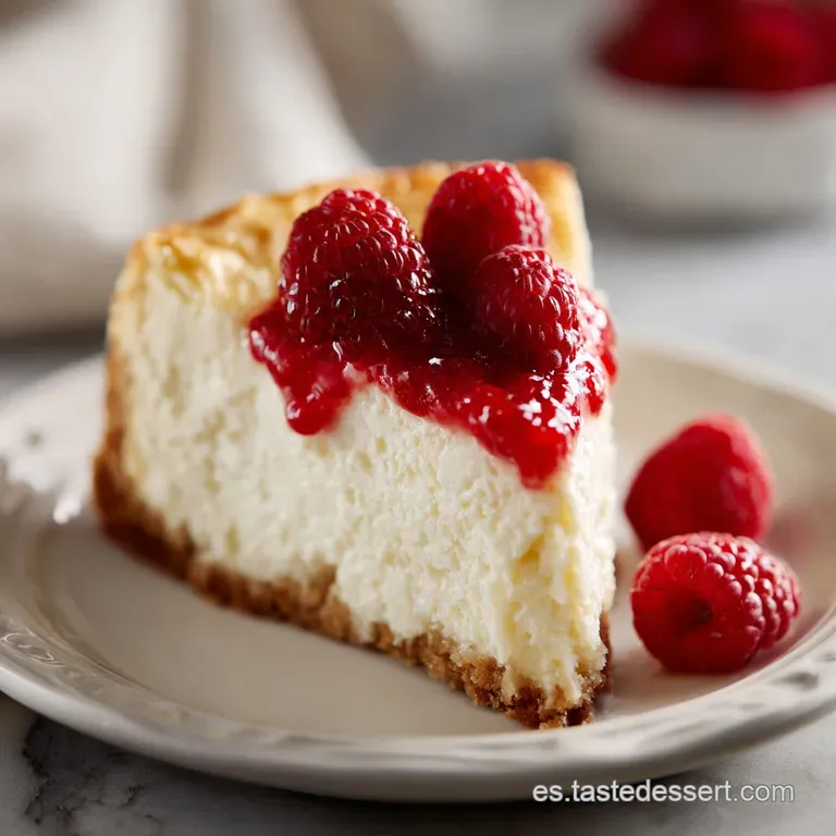 Slice of creamy cheesecake with a delicate golden crust, artfully drizzled with caramel sauce, on a clean white plate.