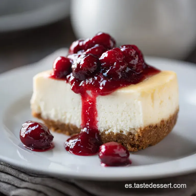Slice of creamy cheesecake elegantly plated with a dusting of powdered sugar, showcasing its smooth texture and inviting g...