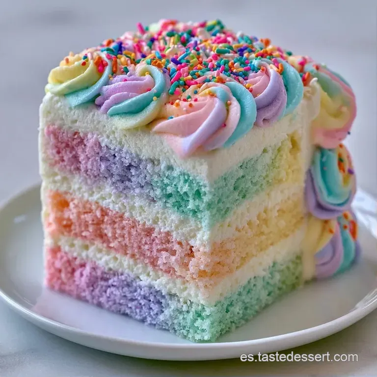 Torta colorida sobre base blanca con detalles de estrellas brillantes y tonos pastel suaves en un entorno luminoso.