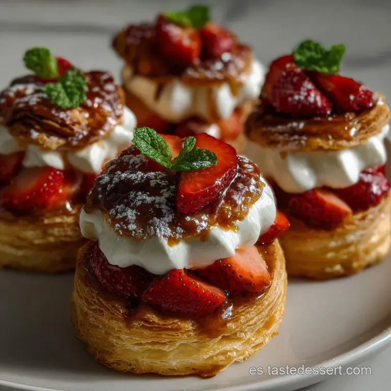 Elegant plate with three vol-au-vents, a vibrant display of textures. Flaky pastry, creamy filling, and a contrasting garn...