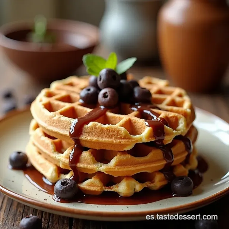Waffles Veganos De Avena Y Chocolate presentation